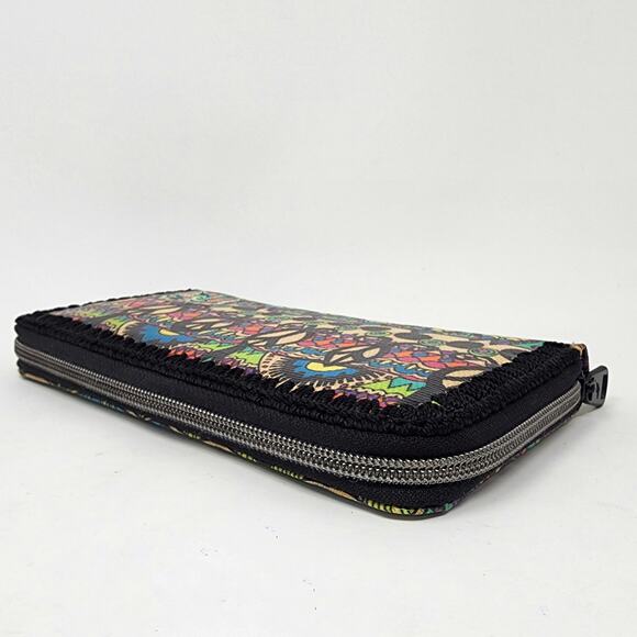 Sakroots Wallet Peace Pattern Coated Canvas Full Zip Around Divided Many Slots - Picture 4 of 8